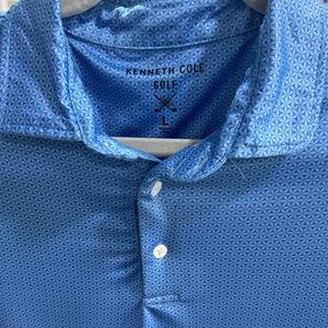 Kenneth Cole Textured Blue Polo Shirt